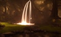 Magical Mystical Ancient Fountain with Gloomy and Foggy Atmosphere