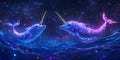 Magical Narwhal Underwater Background Royalty Free Stock Photo