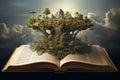 Magical Nature Landscape Fantasy World of Open Book Digital Art