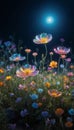 Magical night flowers Royalty Free Stock Photo