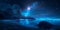 Magical Night Sky Blue Galaxy Stars Water Reflection Royalty Free Stock Photo