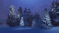 Magical night in a snowy spruce forest Royalty Free Stock Photo