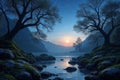 Magical Nightfall - Enchanting Landscape at the Witching Hour Royalty Free Stock Photo