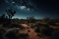 magical nighttime desert with stars and moon shining overhead