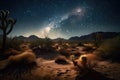 magical nighttime desert with stars and moon shining overhead