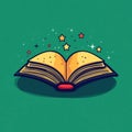 Magical Open Book Illustration with Stars