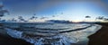 Magical outdoor moments capturing a panoramic view of serene blue hour sunset on the Beach