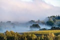 Magical outline of a misty valley in the morning landscape, the countryside of Tuscany, Italy, Europe Royalty Free Stock Photo