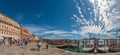 Magical panoramic view during sunset over gondolas in Venice, Grand Canal and its historical center, Venice, Italy, summer time, Royalty Free Stock Photo