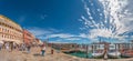 Magical panoramic view during sunset over gondolas in Venice, Grand Canal and its historical center, Venice, Italy, summer time, Royalty Free Stock Photo