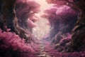 Magical Pink forest. Generate Ai
