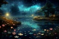 Magical pond of stars. Generate Ai