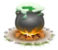 Magical potion brewed in pot. Magic ale St Patricks Day. Full pot on fire Royalty Free Stock Photo