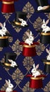 Magical Rabbits in Top Hats Wallpaper Royalty Free Stock Photo
