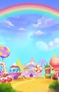 Magical Rainbow Land. Children Imaginary Natural Backdrop. Concept Art