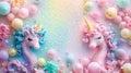 Magical Rainbow Princess Party with Unicorn, Mermaid, and Pony for Little Girls - Glittery Birthday Invite with Fun Background