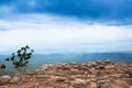 Magical scenery of ancient sun crack stones on the steep mountains