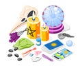 Magical Fortunetelling Items Background Royalty Free Stock Photo