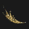 Magical shooting star or comet with glittering golden dust particles tail. Concept for miracle, luxury magic holiday