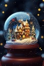 Magical snow globe with Christmas decorations.