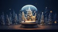 Magical snow globe with Christmas decorations created