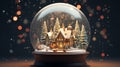 Magical snow globe with Christmas decorations created