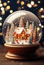 Magical snow globe with Christmas decorations.