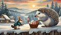 A Magical Snowy Affair: Curious Hedgehog and Playful Rabbit Exchange Heartwarming Christmas Gifts in the Enchanted