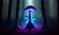 A magical and solitary mushroom standing tall amidst the darkness. Generative AI