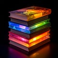 Magical Stack of Glowing Rainbow Books Royalty Free Stock Photo