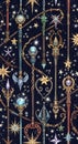Magical Staffs and Celestial Stars Pattern Royalty Free Stock Photo