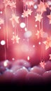 Magical stars twinkle against an ethereal backdrop in soothing soft pink tones