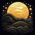 Magical sun for astrology, celestial alchemy. Heavenly art for the zodiac, tarot, device of the universe