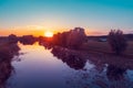 Magical sunrise over the lake