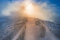 Magical sunrise at a ski resort Dolomites Royalty Free Stock Photo