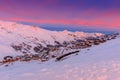 Magical sunrise and ski resort in the French Alps,Europe Royalty Free Stock Photo