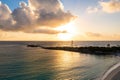 Magical sunrise view overt the Caribbean sea. Royalty Free Stock Photo