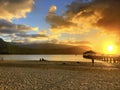 Hanalei Beach Kauai at Sunset Royalty Free Stock Photo