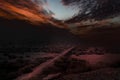 Magical sunset, old bridge, mountains & clouds