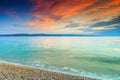 Magical sunset over the sea, near Makarska, Dalmatia, Croatia Royalty Free Stock Photo