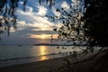 Magical sunset on the sea coast. Krabi, Thailand Royalty Free Stock Photo