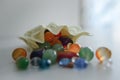 Magical symbols for esoteric divination. concept of magic and divination, esoteric gems light background. Natural stones,