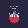 Magical time flat winter greeting card template