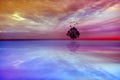 Magical tree abstract landscape with dramatic sky