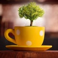 Magical tree in yellow cup