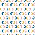 Magical Triple Moon Stripe Background Vector Seamless Pattern. Cute Nighttime symbol for Newborn Baby Bedding, Pyjama, Kids Magic