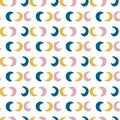 Magical Triple Moon Stripe Background Vector Seamless Pattern. Cute Nighttime symbol for Newborn Baby Bedding, Pyjama