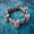 Magical underwater castle with turrets Royalty Free Stock Photo
