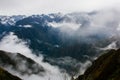 Magical view of the mountains in mist on the Inca Trail. Peru. South America. Royalty Free Stock Photo