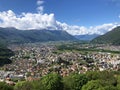 Magical view of the town of Bellinzona from Sasso Corbaro Castle